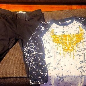 Boys size 14/16 long sleeve shirt with black Levi's jeans